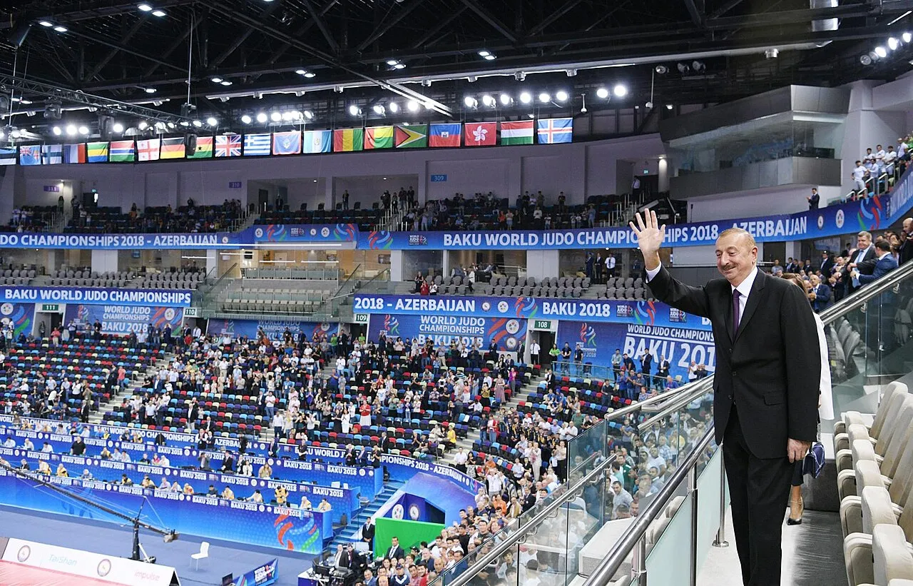 Openingsceremonie van het wereldkampioenschap judo in de National Gymnastics Arena van Baku, de locatie van het WK van 2026.